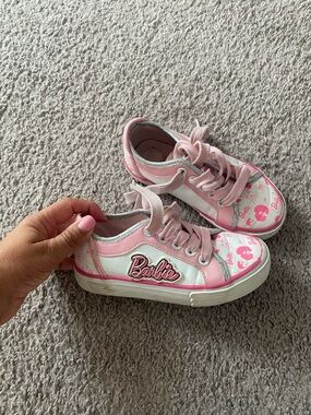 Barbie White and Light Pink Kids Sneakers with Logo Accent